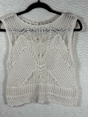 Abercrombie & Fitch Crochet Knit Sleeveless Top in Cream